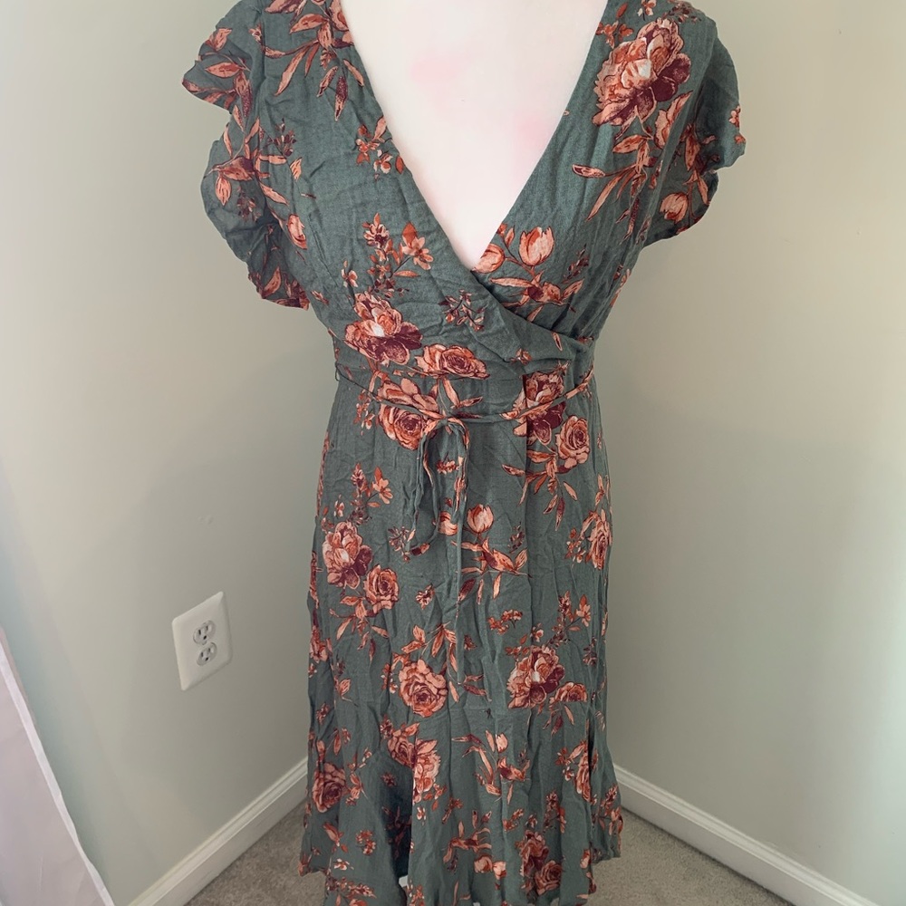 Altar’d State Green floral Dress